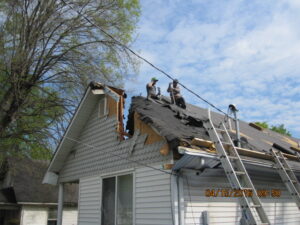 Storm damage repair in progress