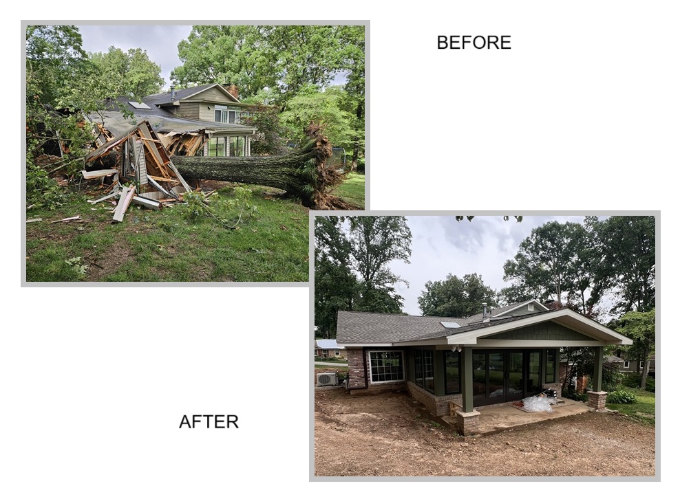 Storm / tree damage before and after
