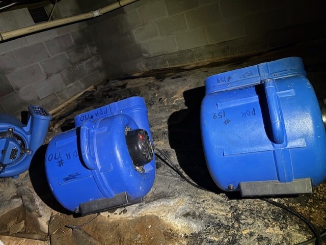 Water damage in crawl space